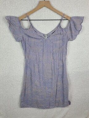 TART Lavender Printed Cold Shoulder Flutter Sleeve Mini Dress Size S